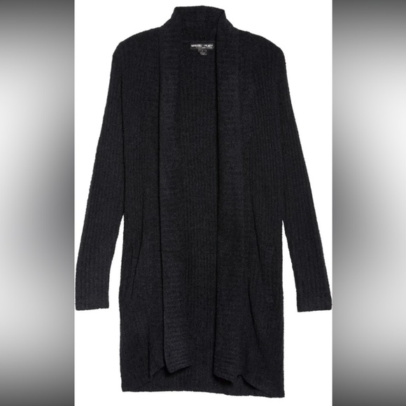 🎉HP🎉New! Barefoot Dreams Cozy Chic Lite Ribbed Montecito Cardigan Black Size XL - Picture 3 of 8
